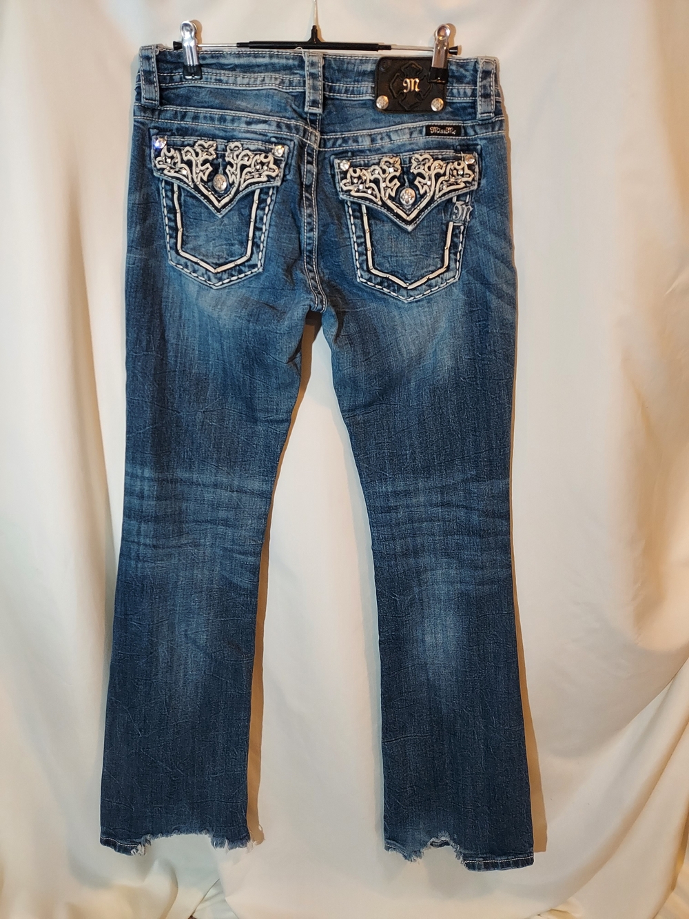 Miss Me Bootcut Jeans Embellished Flap Pocket Medium Wash Size 30